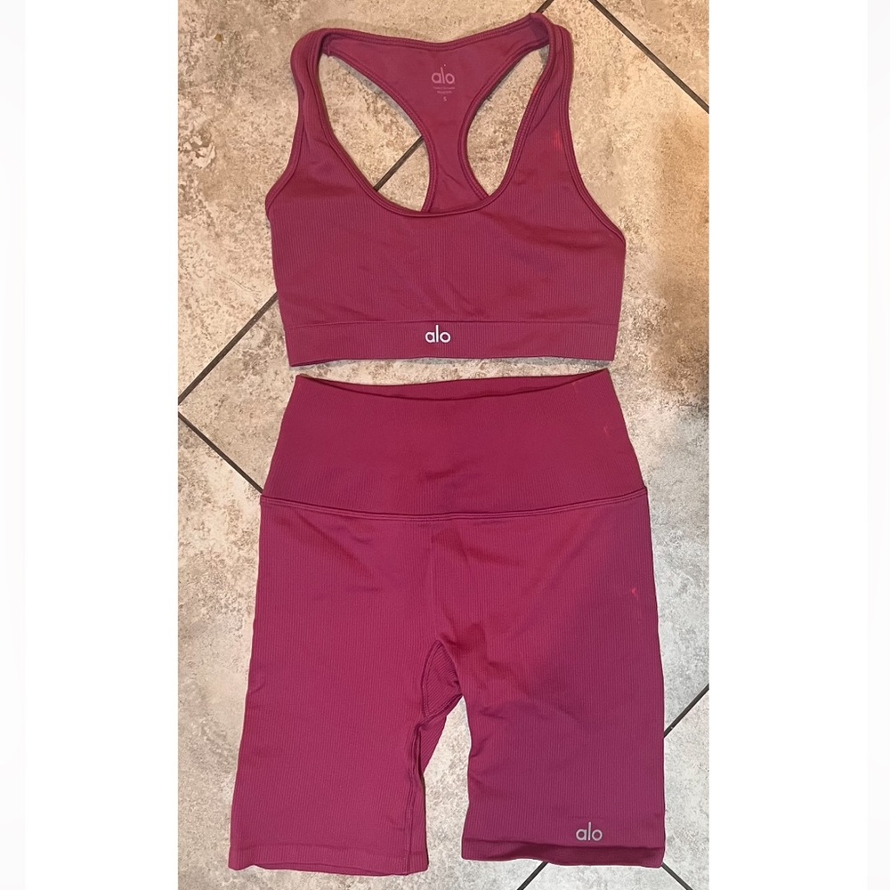 Alo biker shorts & sports bra set